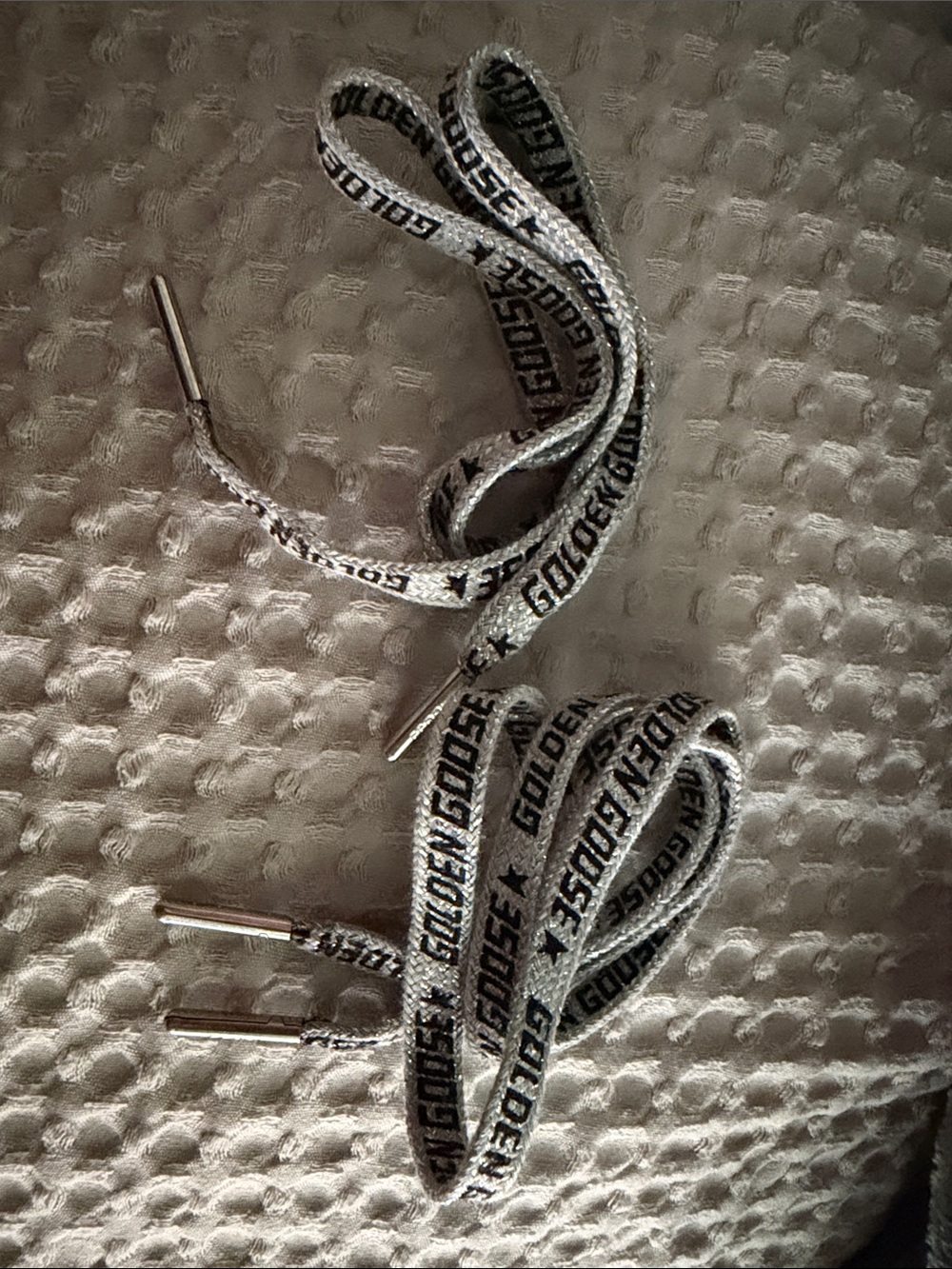Golden Goose White Shoelaces with Black Logo